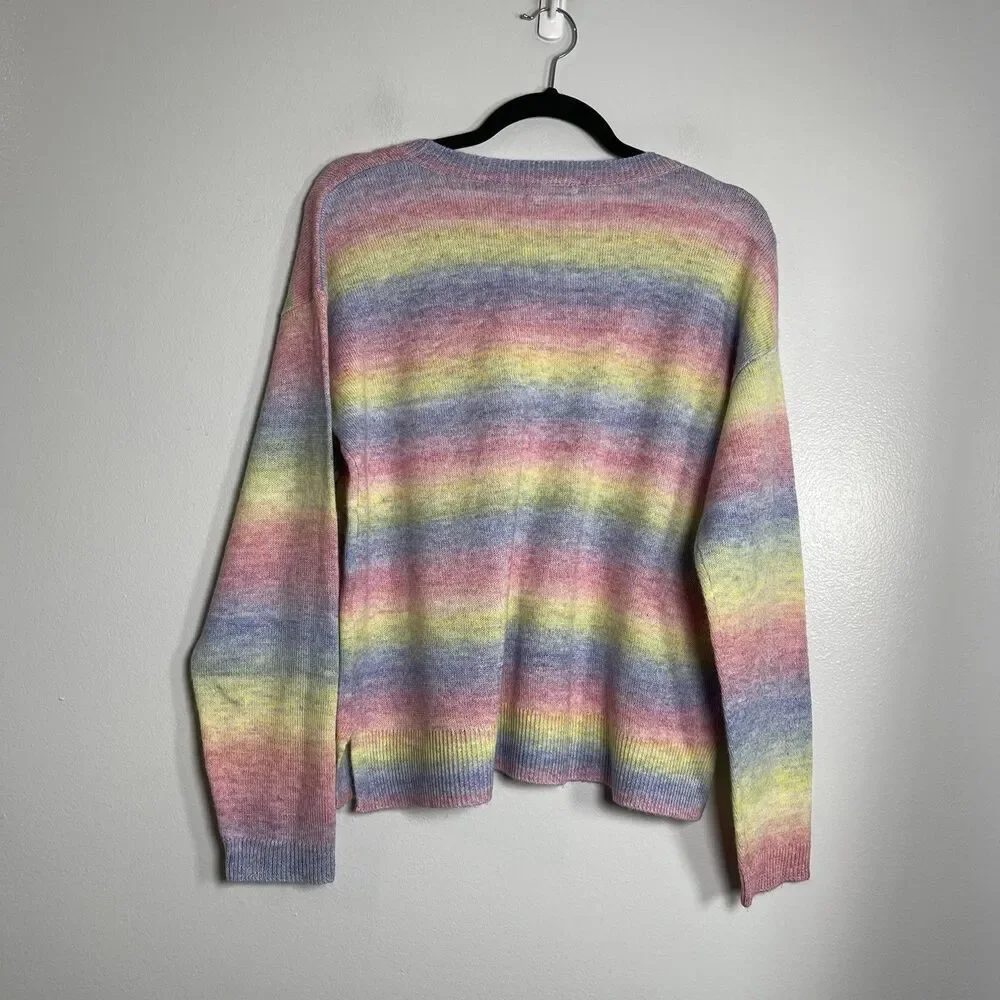 JOHNNY WAS‎ Sunrise Pullover Sweater Small Multicolor NEW Rainbow Wool Blend